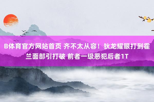 B体育官方网站首页 齐不太从容！狄龙耀眼打到霍兰面部引打破 前者一级恶犯后者1T