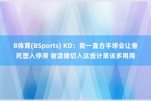B体育(BSports) KD：我一直合手球会让垂死堕入停滞 谢泼德切入这些计策该多用用