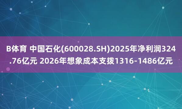 B体育 中国石化(600028.SH)2025年净利润324.76亿元 2026年想象成本支拨1316-1486亿元