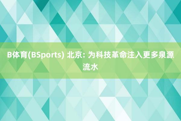B体育(BSports) 北京: 为科技革命注入更多泉源流水