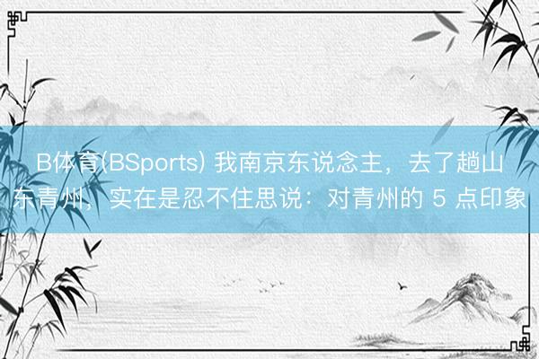 B体育(BSports) 我南京东说念主，去了趟山东青州，实在是忍不住思说：对青州的 5 点印象