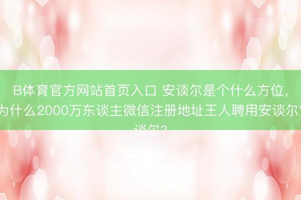 B体育官方网站首页入口 安谈尔是个什么方位，为什么2000万东谈主微信注册地址王人聘用安谈尔？