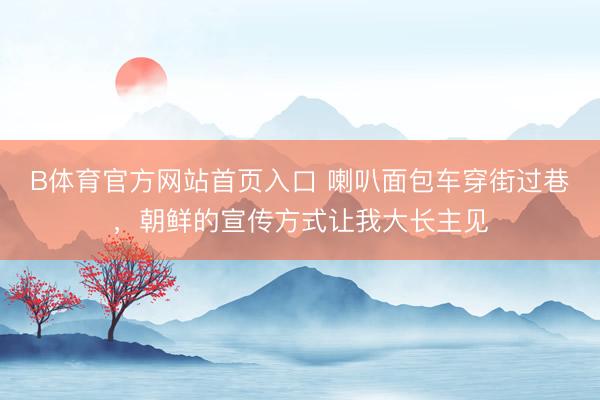 B体育官方网站首页入口 喇叭面包车穿街过巷，朝鲜的宣传方式让我大长主见
