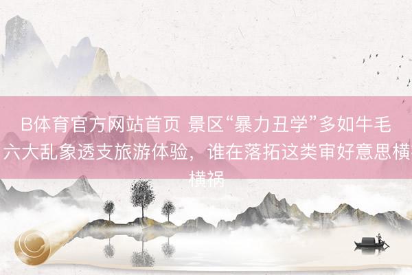 B体育官方网站首页 景区“暴力丑学”多如牛毛，六大乱象透支旅游体验，谁在落拓这类审好意思横祸